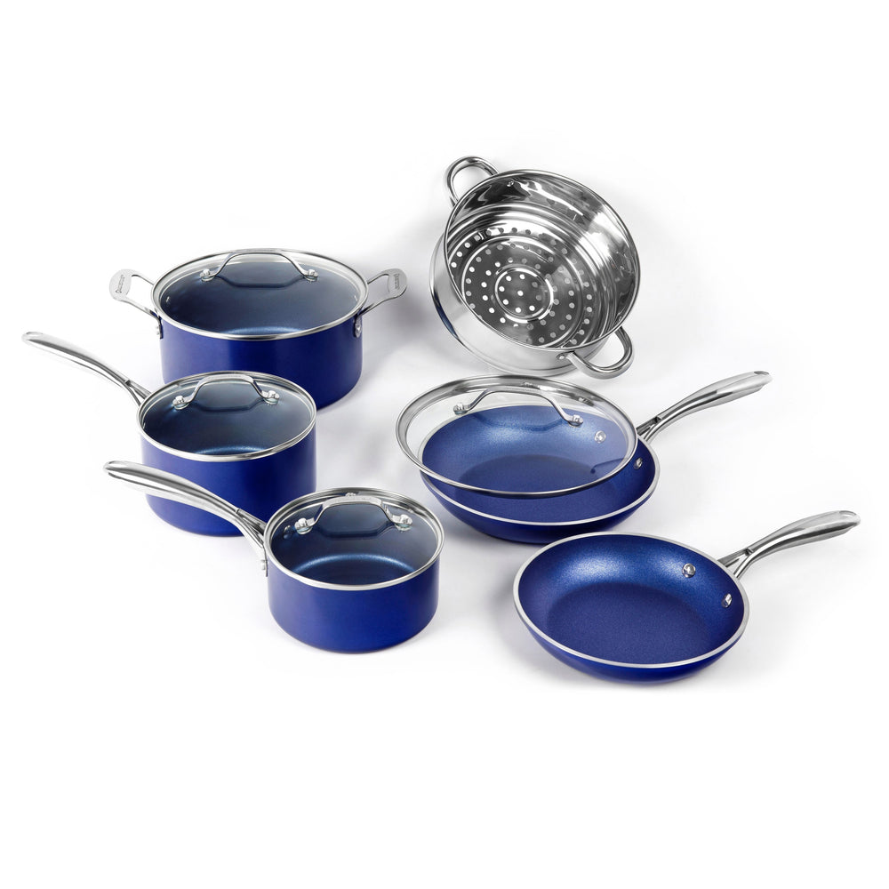 Blue Stainless Steel Nonstick 15 Piece Cookware and Bakeware Set