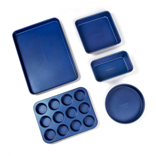 Blue Stainless Steel Nonstick 15 Piece Cookware and Bakeware Set