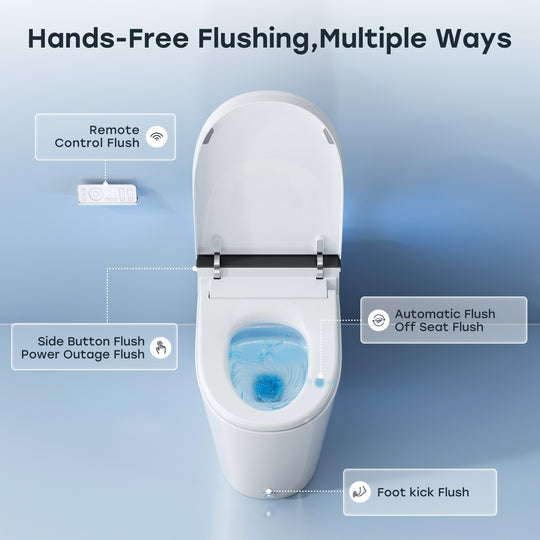 ADA Height Elongated Smart Bidet Toilet in White with Water Tank Pump Auto Open Close Deodorization