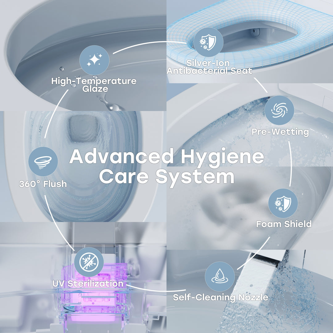ADA Height Elongated Smart Bidet Toilet in White with Water Tank Pump Auto Open Close Deodorization