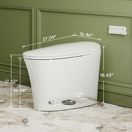 Elongated Bidet Toilet with Tank Auto Flush UVC Sterilization White - 12 Inch Rough In
