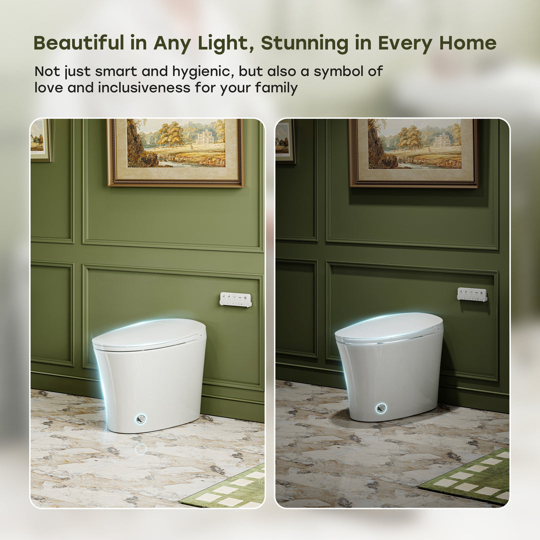 Elongated Bidet Toilet with Tank Auto Flush UVC Sterilization White - 12 Inch Rough In
