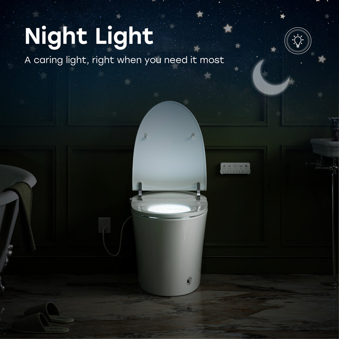 Elongated Bidet Toilet with Tank Auto Flush UVC Sterilization White - 12 Inch Rough In