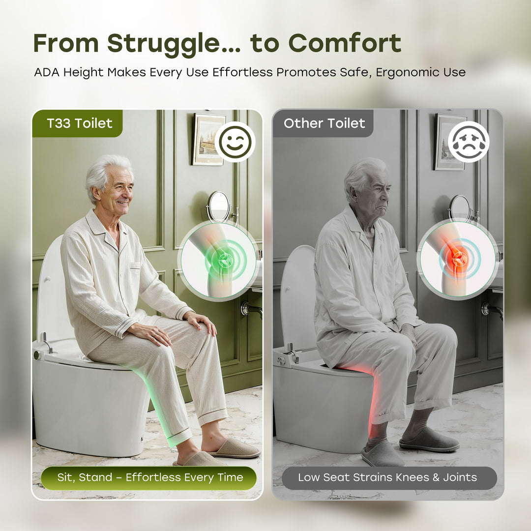 Elongated Bidet Toilet with Tank Auto Flush UVC Sterilization White - 12 Inch Rough In