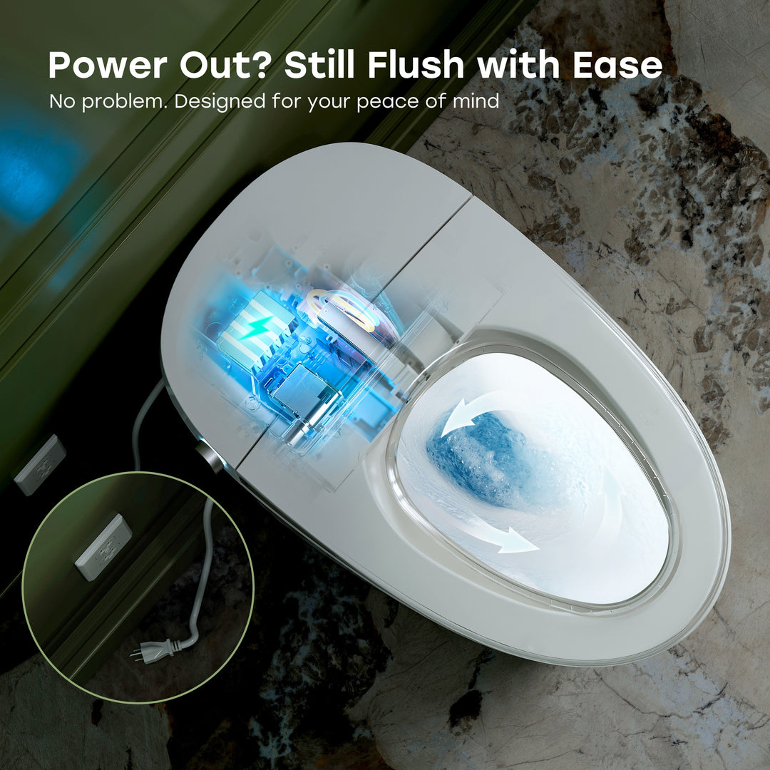 Elongated Bidet Toilet with Tank Auto Flush UVC Sterilization White - 12 Inch Rough In