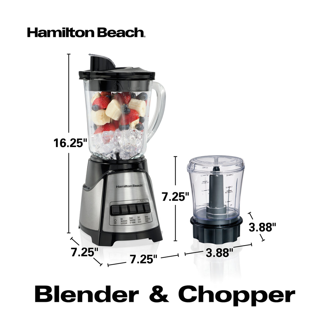 Black 12 Speed Glass Jar Blender with Food Chopper