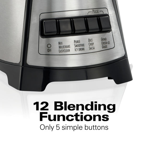 Black 12 Speed Glass Jar Blender with Food Chopper