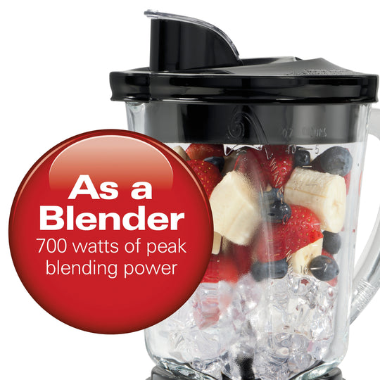 Black 12 Speed Glass Jar Blender with Food Chopper