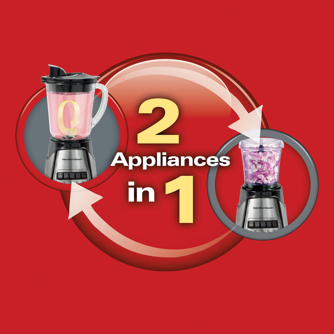 Black 12 Speed Glass Jar Blender with Food Chopper