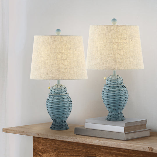 Hunter Wicker 20.5" Bohemian Rustic Iron LED Table Lamp