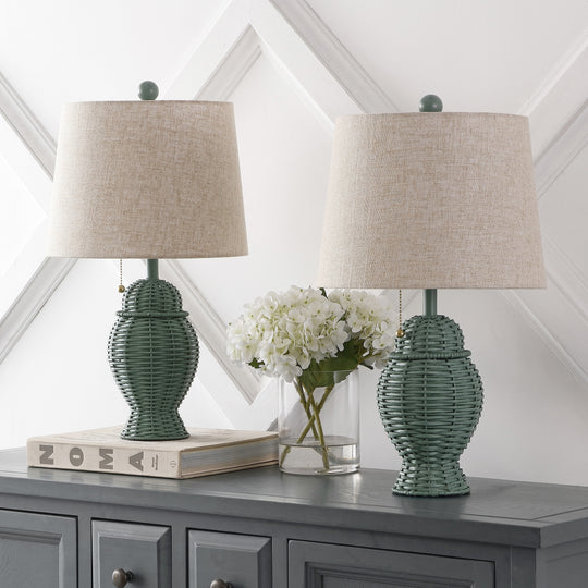 Hunter Wicker 20.5" Bohemian Rustic Iron LED Table Lamp