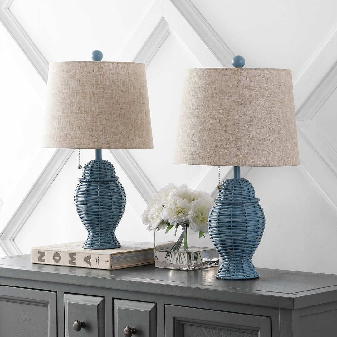 Hunter Wicker 20.5" Bohemian Rustic Iron LED Table Lamp