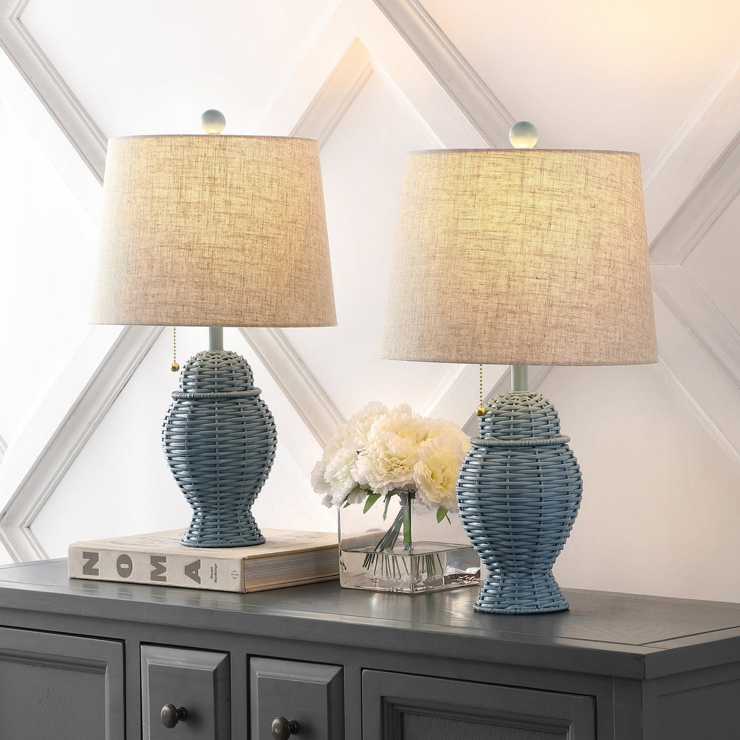 Hunter Wicker 20.5" Bohemian Rustic Iron LED Table Lamp
