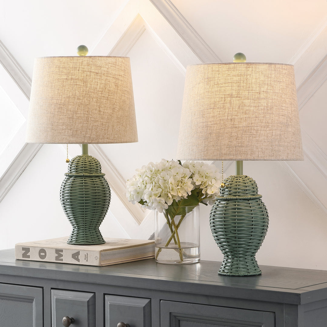 Hunter Wicker 20.5" Bohemian Rustic Iron LED Table Lamp