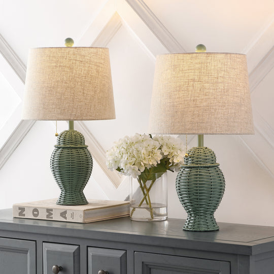 Hunter Wicker 20.5" Bohemian Rustic Iron LED Table Lamp
