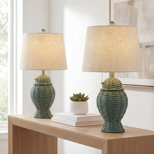 Hunter Wicker 20.5" Bohemian Rustic Iron LED Table Lamp