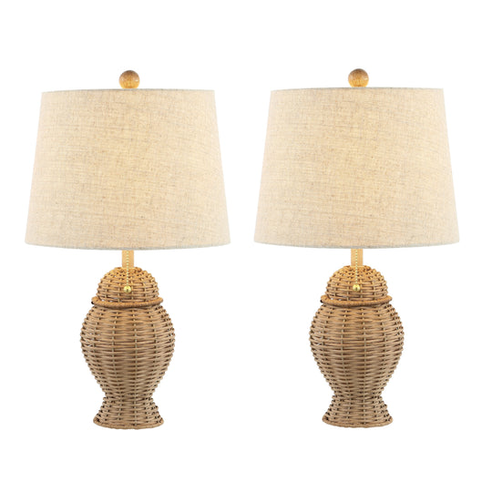 Hunter Wicker 20.5" Bohemian Rustic Iron LED Table Lamp