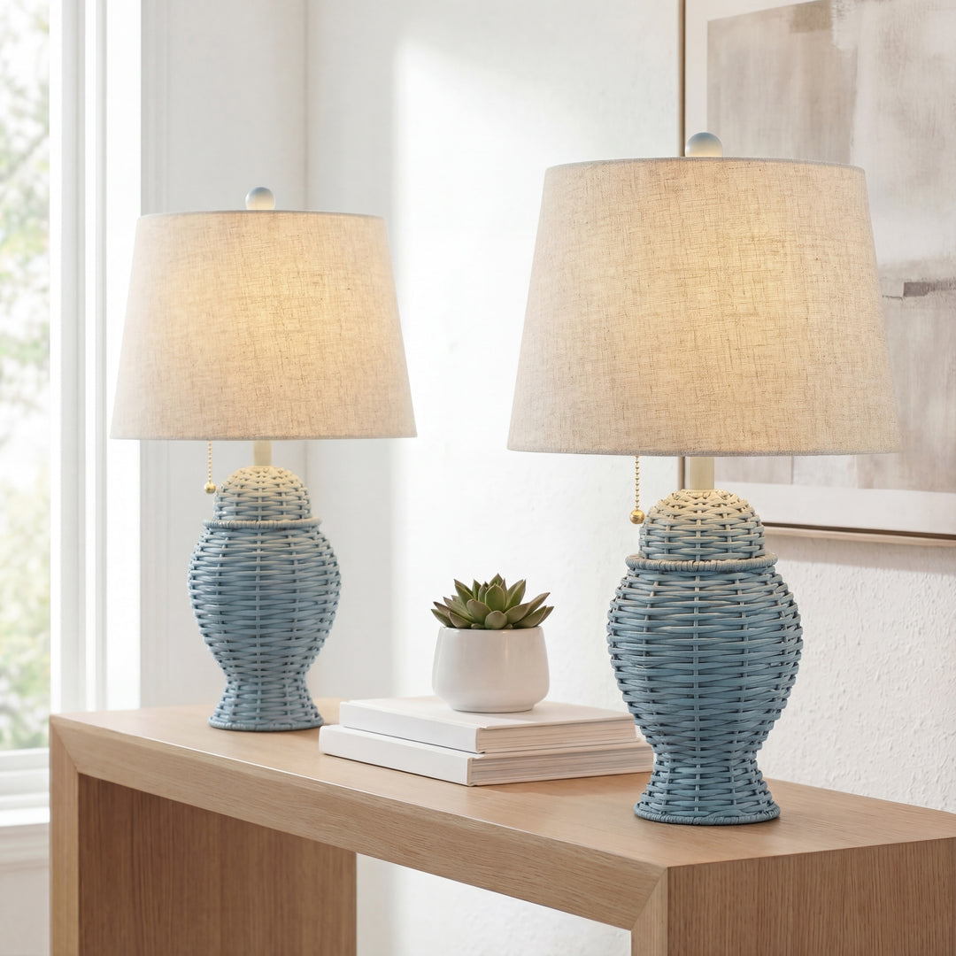 Hunter Wicker 20.5" Bohemian Rustic Iron LED Table Lamp