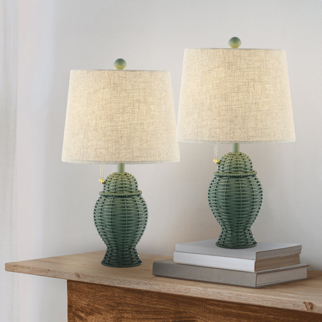 Hunter Wicker 20.5" Bohemian Rustic Iron LED Table Lamp