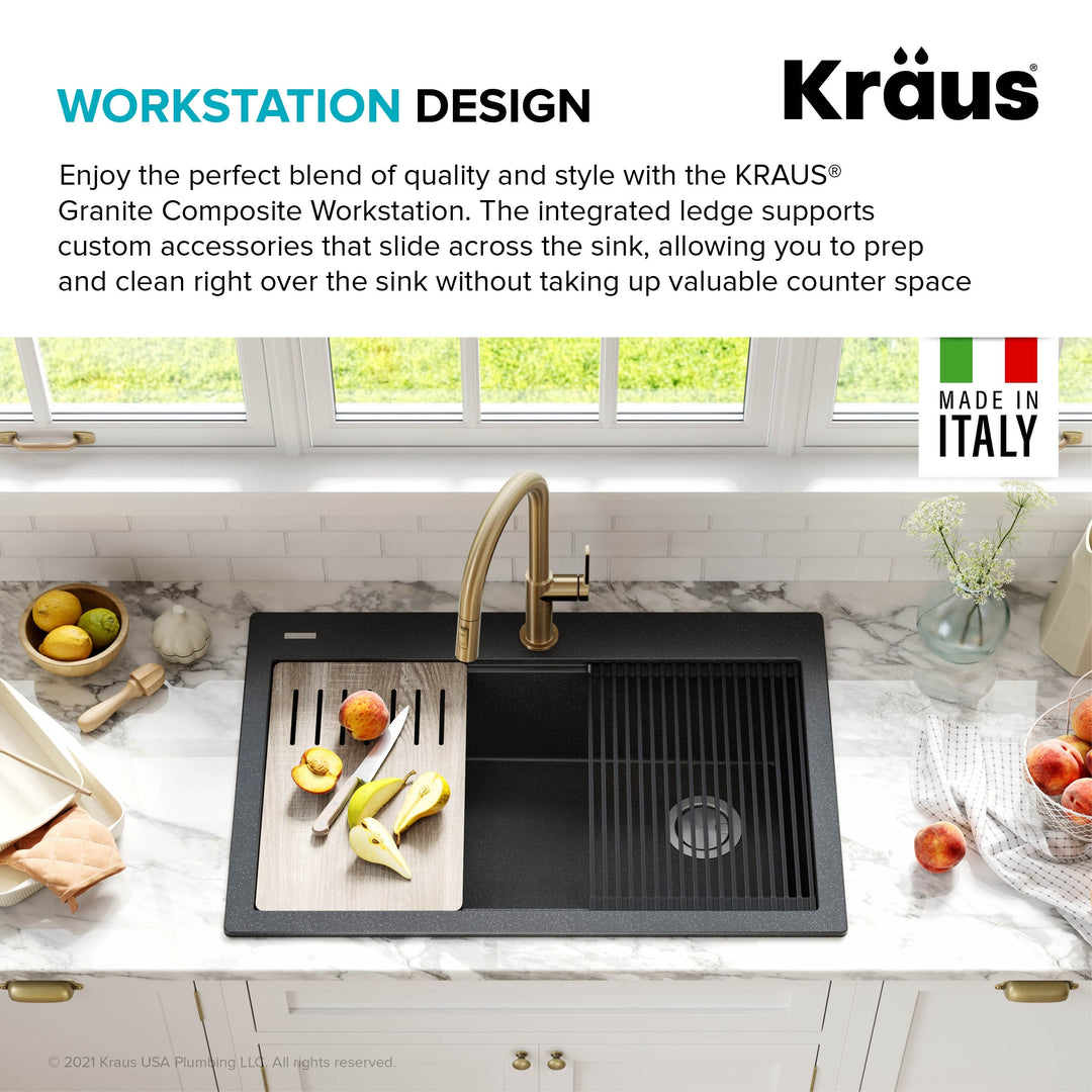 Bellucci Workstation Topmount Drop-In Granite Kitchen Sink