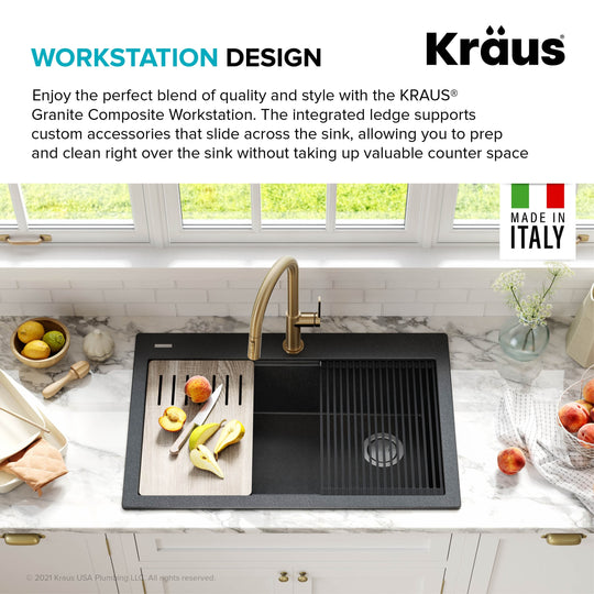 Bellucci Workstation Topmount Drop-In Granite Kitchen Sink