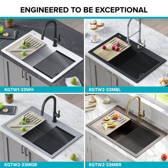 Bellucci Workstation Topmount Drop-In Granite Kitchen Sink