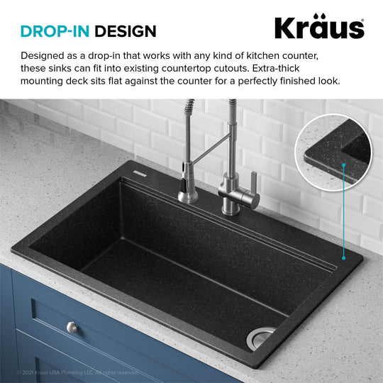 Bellucci Workstation Topmount Drop-In Granite Kitchen Sink