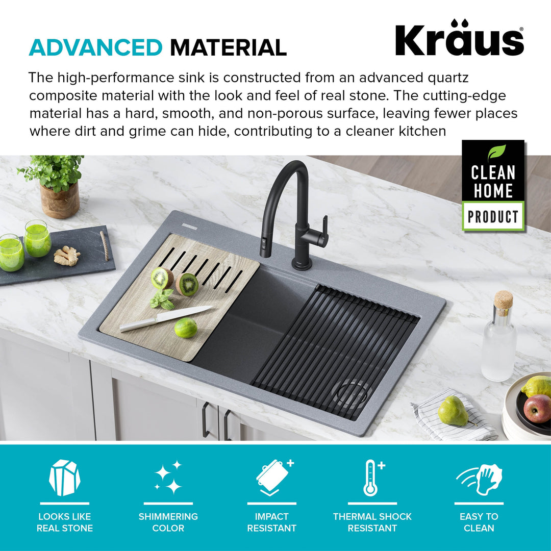 Bellucci Workstation Topmount Drop-In Granite Kitchen Sink