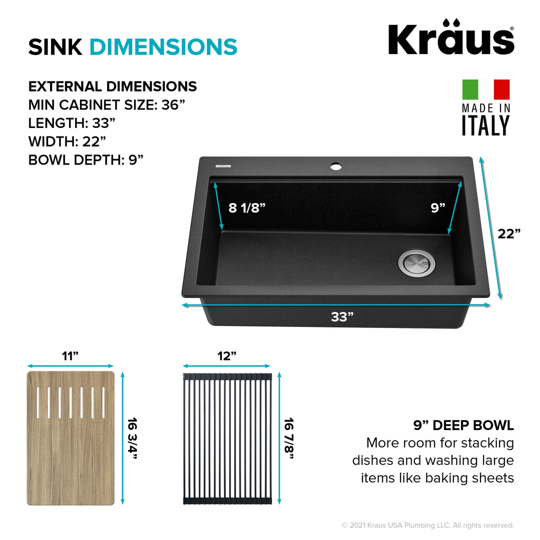 Bellucci Workstation Topmount Drop-In Granite Kitchen Sink