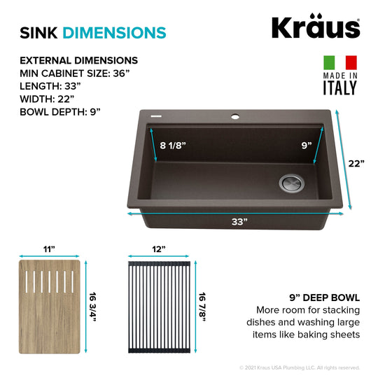 Bellucci Workstation Topmount Drop-In Granite Kitchen Sink