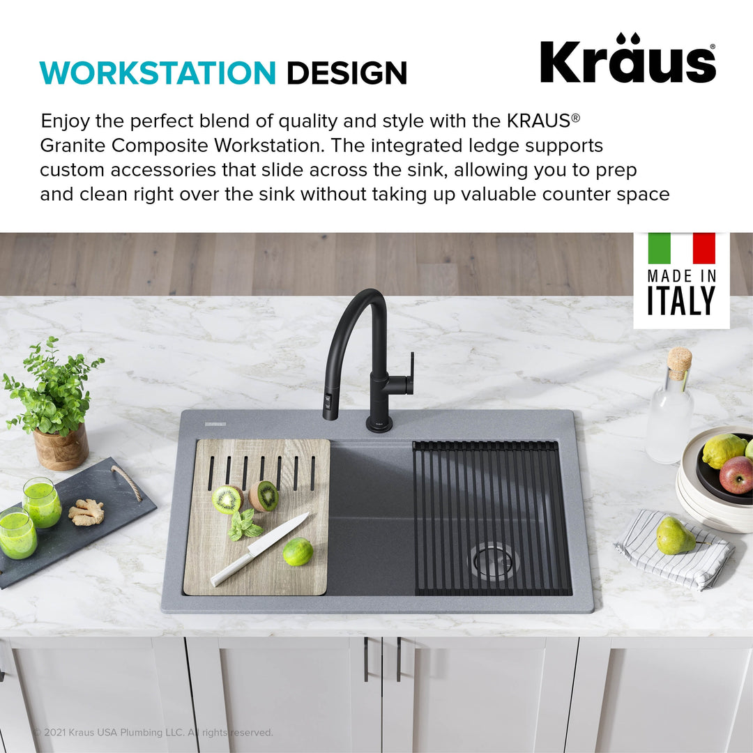 Bellucci Workstation Topmount Drop-In Granite Kitchen Sink
