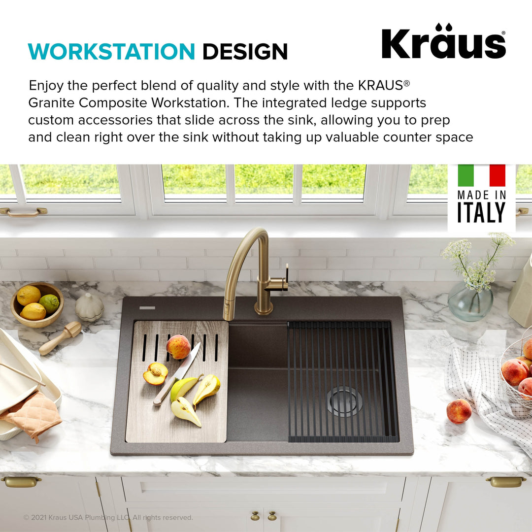 Bellucci Workstation Topmount Drop-In Granite Kitchen Sink