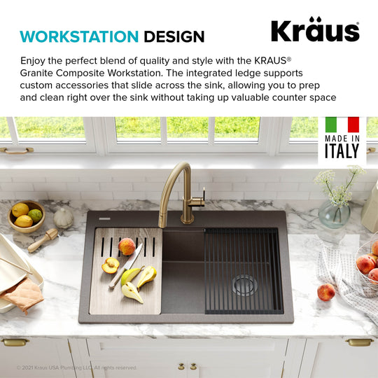 Bellucci Workstation Topmount Drop-In Granite Kitchen Sink