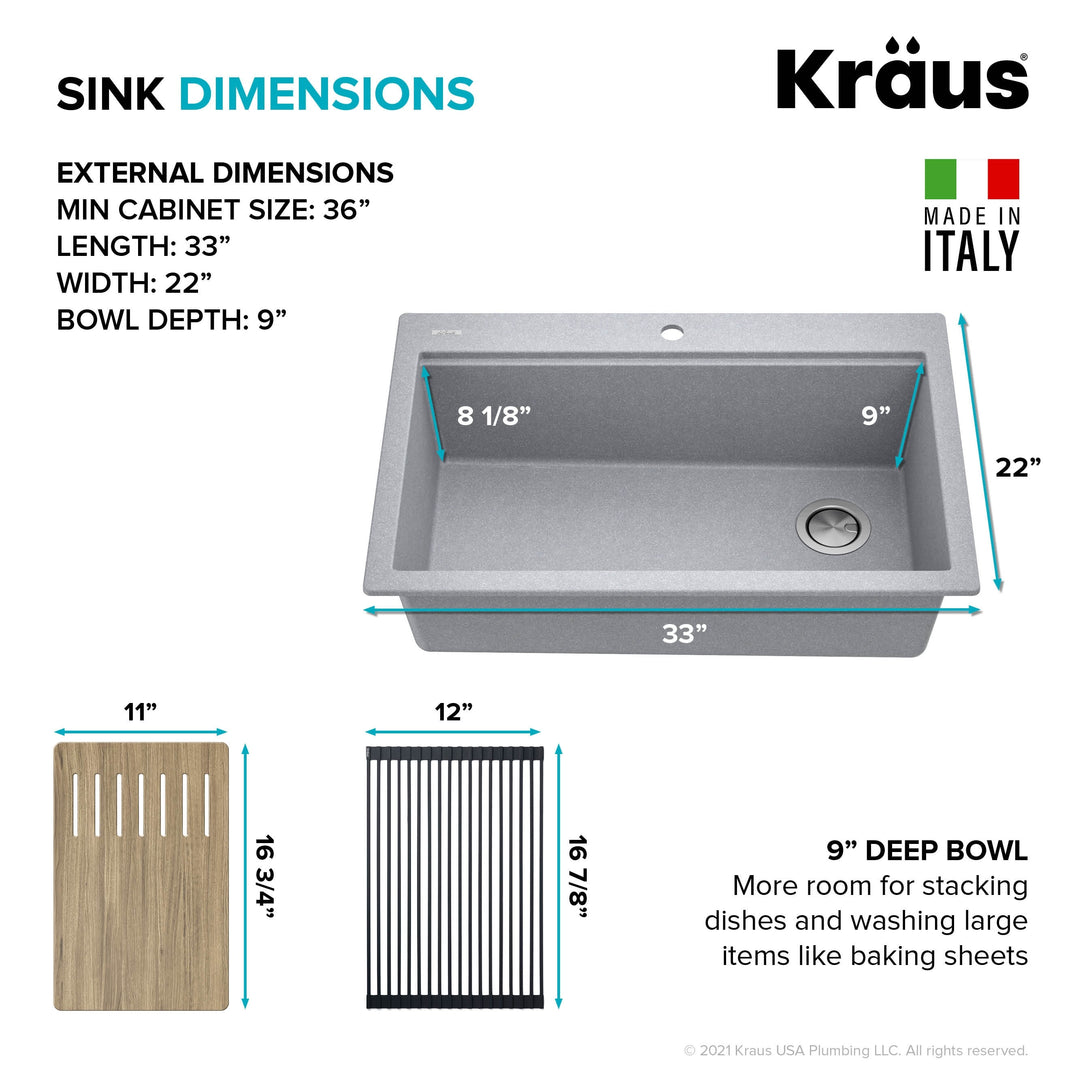 Bellucci Workstation Topmount Drop-In Granite Kitchen Sink