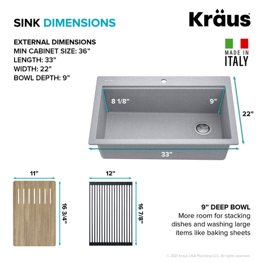 Bellucci Workstation Topmount Drop-In Granite Kitchen Sink