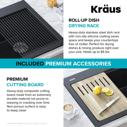 Bellucci Workstation Topmount Drop-In Granite Kitchen Sink
