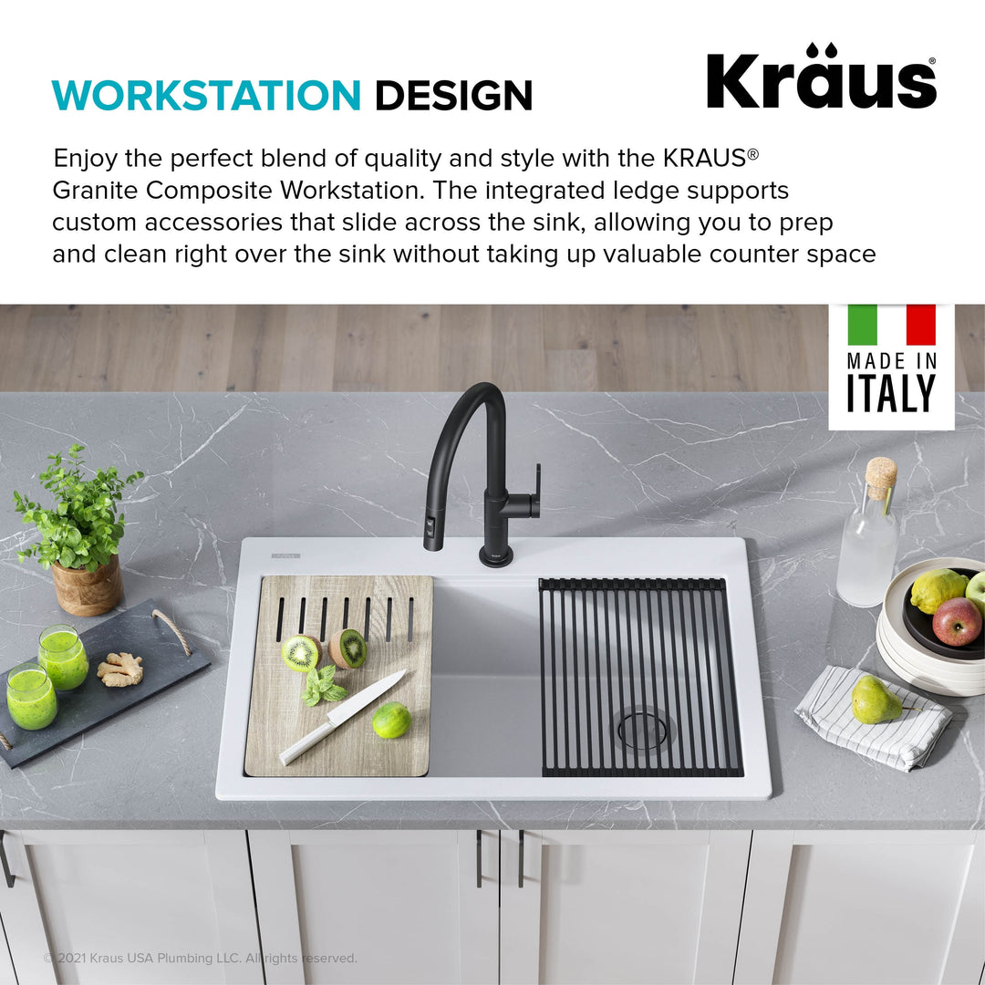 Bellucci Workstation Topmount Drop-In Granite Kitchen Sink