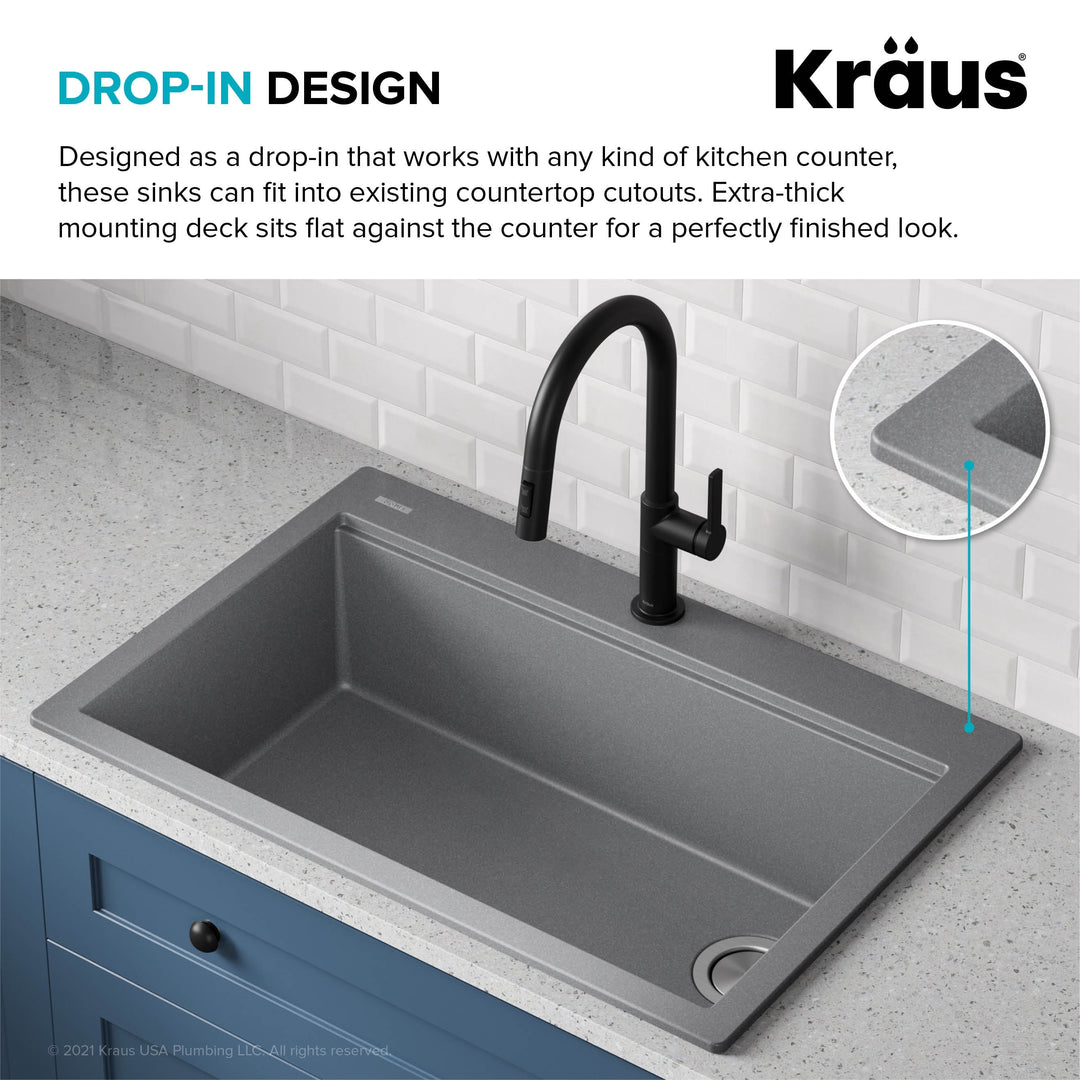 Bellucci Workstation Topmount Drop-In Granite Kitchen Sink