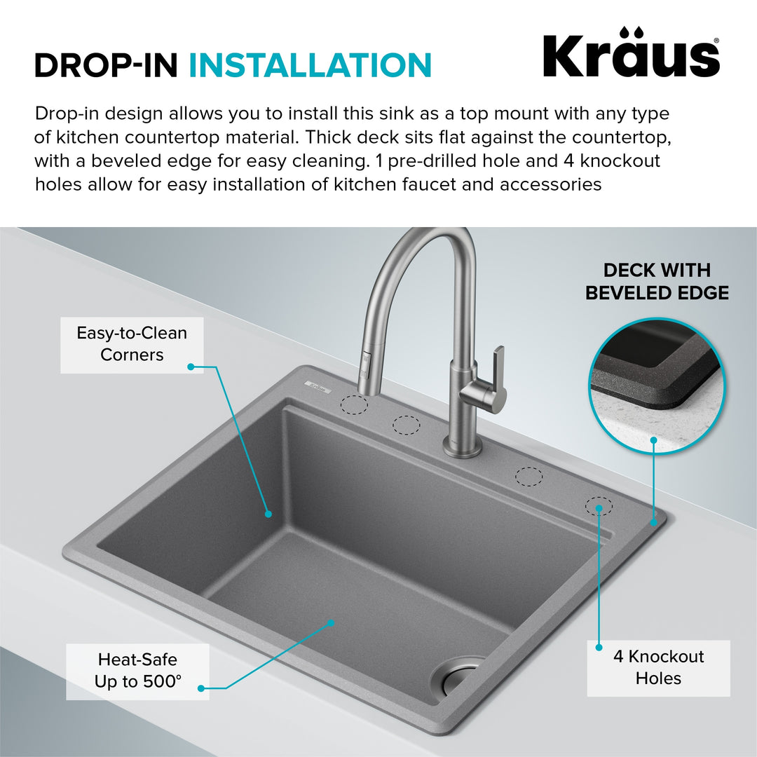 Bellucci Workstation Topmount Drop-In Granite Kitchen Sink