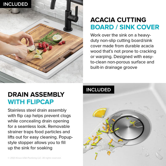 Bellucci Workstation Topmount Drop-In Granite Kitchen Sink