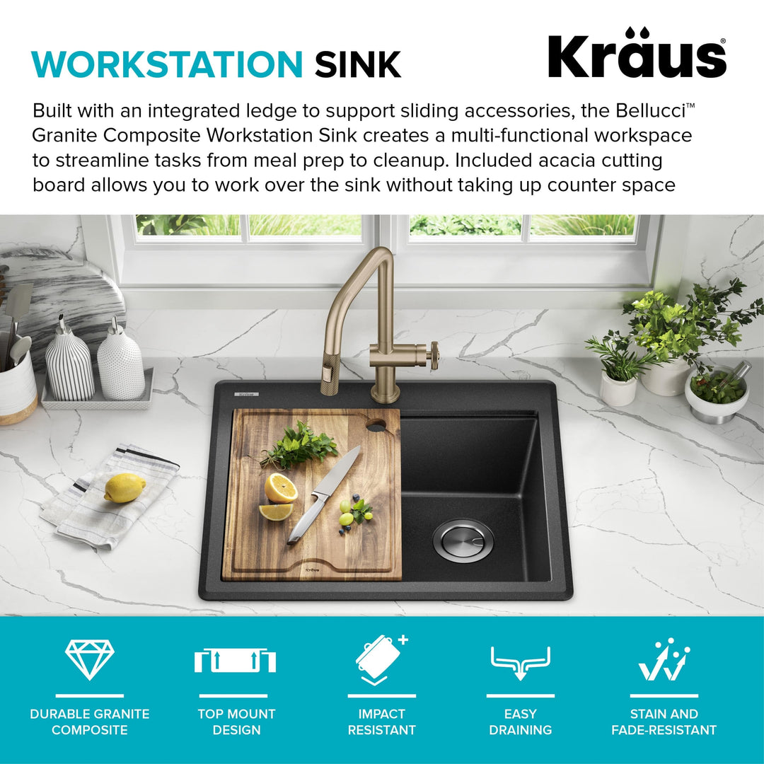 Bellucci Workstation Topmount Drop-In Granite Kitchen Sink