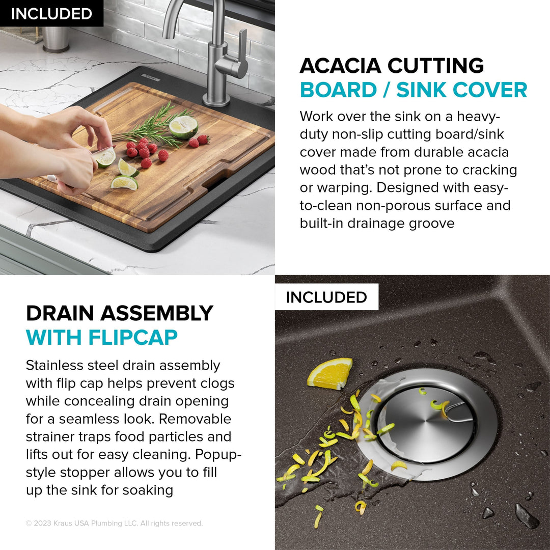 Bellucci Workstation Topmount Drop-In Granite Kitchen Sink