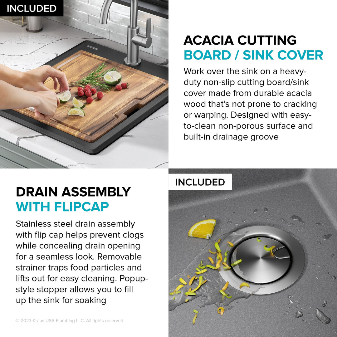 Bellucci Workstation Topmount Drop-In Granite Kitchen Sink