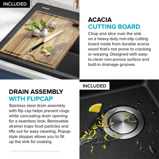 Bellucci Workstation Topmount Drop-In Granite Kitchen Sink