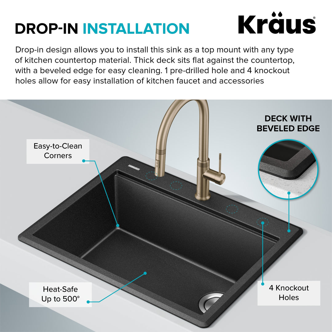 Bellucci Workstation Topmount Drop-In Granite Kitchen Sink