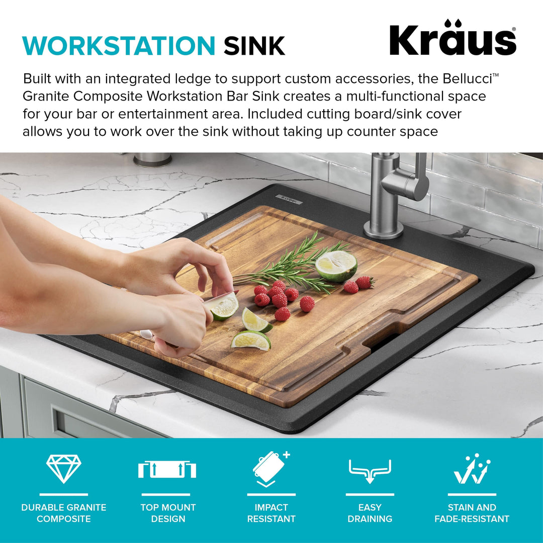 Bellucci Workstation Topmount Drop-In Granite Kitchen Sink