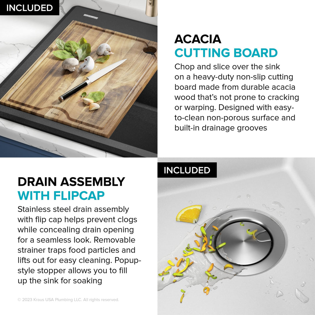 Bellucci Workstation Topmount Drop-In Granite Kitchen Sink