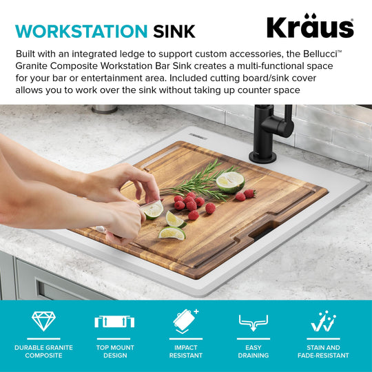 Bellucci Workstation Topmount Drop-In Granite Kitchen Sink