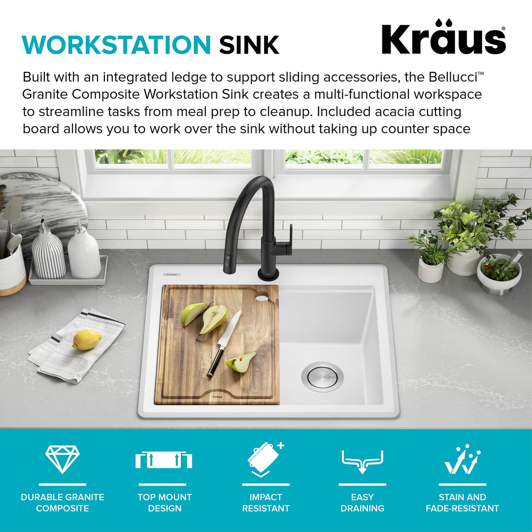 Bellucci Workstation Topmount Drop-In Granite Kitchen Sink