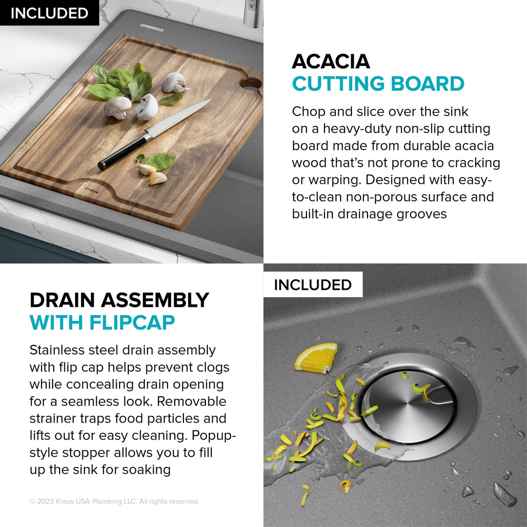 Bellucci Workstation Topmount Drop-In Granite Kitchen Sink